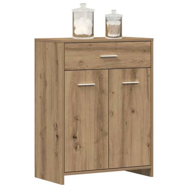 Berkfield Home Bathroom Cabinet Artisan Oak 60x33x80 cm Engineered Wood in Brown - Size: 60 x 33 x 80 cm - image 1