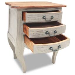 Berkfield Home Bedside Cabinet Solid Reclaimed Wood 48x35x64 cm in Brown - Size: 48 x 35 x 64 cm - thumbnail 3