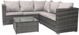 Alivio 5 Seater Rattan Corner Sofa Set, PE Rattan Garden Furniture Set with Coffee Table, Anti-UV Cushions for Indoor Outdoor - Grey - thumbnail 3