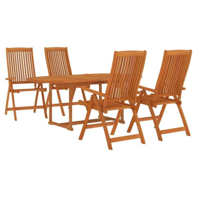 Berkfield Home Beautiful 5 Piece Garden Dining Set Solid Wood Eucalyptus in Brown - image 1