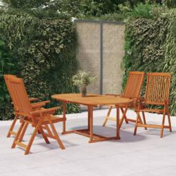 Berkfield Home Beautiful 5 Piece Garden Dining Set Solid Wood Eucalyptus in Brown - thumbnail 2