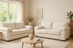 LUXURY LIFE Amalfi Jumbo Cord Fabric Sofa Set in Cream - thumbnail 1