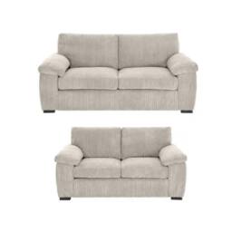 LUXURY LIFE Amalfi Jumbo Cord Fabric Sofa Set in Cream - thumbnail 2
