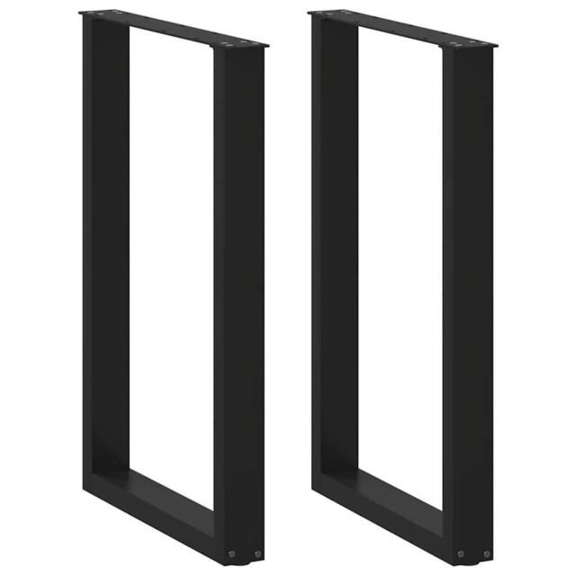 Berkfield Home Coffee Table Legs U-Shaped 2 pcs Black 60x(90-91) cm Steel - image 1
