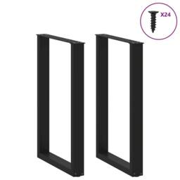 Berkfield Home Coffee Table Legs U-Shaped 2 pcs Black 60x(90-91) cm Steel - thumbnail 3