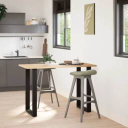 Berkfield Home Coffee Table Legs U-Shaped 2 pcs Black 60x(90-91) cm Steel - thumbnail 2