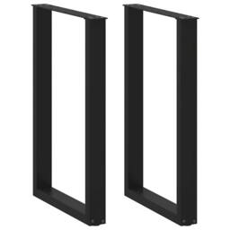 Berkfield Home Coffee Table Legs U-Shaped 2 pcs Black 60x(90-91) cm Steel - thumbnail 1