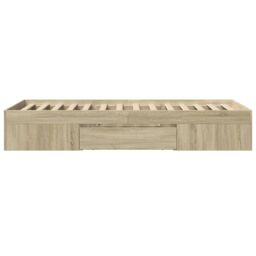 Berkfield Home Bed Frame without Mattress Sonoma Oak 75x190 cm Small Single Engineered Wood in Brown - thumbnail 6