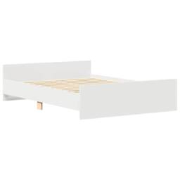 Berkfield Home Durable Bed Frame with Headboard & Footboard White 120x200 cm - Size: Small Double - thumbnail 1