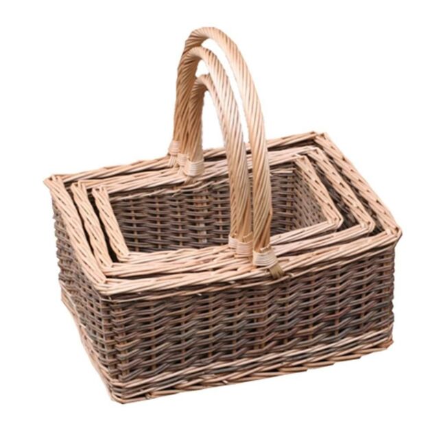 Red Hamper Wicker Set of 3 Lakeland Shopping Baskets in Brown - image 1