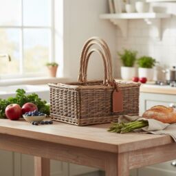Red Hamper Wicker Set of 3 Lakeland Shopping Baskets in Brown - thumbnail 2