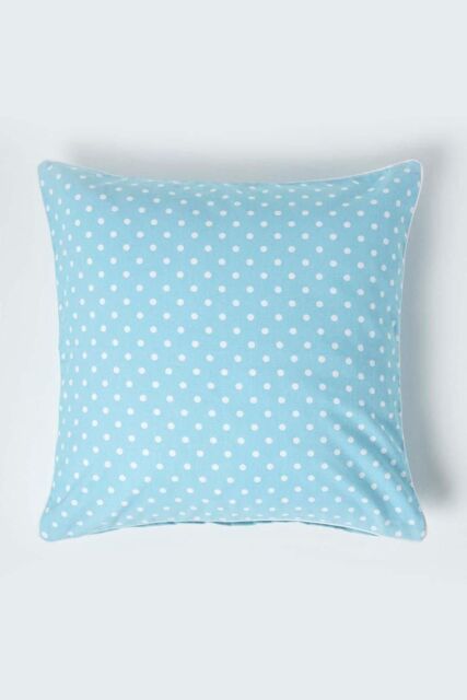 Homescapes Cotton Polka Dots Cushion Cover in Blue - Size: 60 cm x 60 cm - image 1