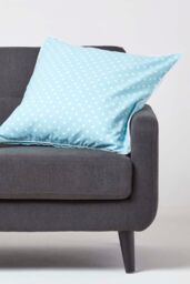 Homescapes Cotton Polka Dots Cushion Cover in Blue - Size: 60 cm x 60 cm - thumbnail 2