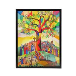 "Artery8 Sermon On The Mount Jesus Folk Art Framed Canvas Wall Art Print - Size: W12"" x H16""" - thumbnail 1