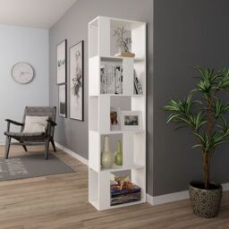 Berkfield Home Book Cabinet/Room Divider White 45x24x159 cm Engineered Wood - Size: 45 x 24 x 159 cm - thumbnail 4