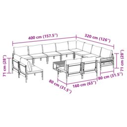 Berkfield Home Garden Sofa Set 13 pcs Anthracite Steel - thumbnail 9