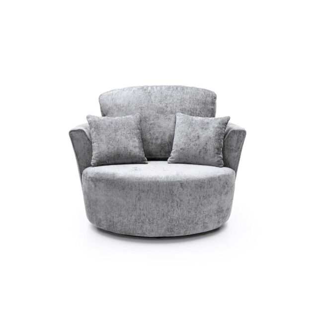 Abakus Direct Harriet Crushed Chenille Swivel Chair in Light Grey - image 1
