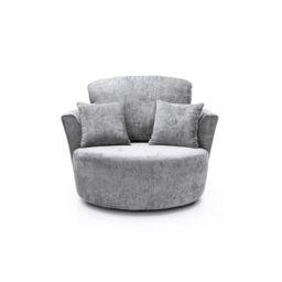 Abakus Direct Harriet Crushed Chenille Swivel Chair in Light Grey - thumbnail 1