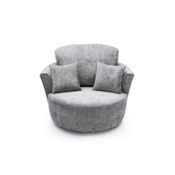 Abakus Direct Harriet Crushed Chenille Swivel Chair in Light Grey - thumbnail 4