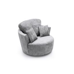 Abakus Direct Harriet Crushed Chenille Swivel Chair in Light Grey - thumbnail 5
