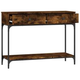 Berkfield Home Console Table Smoked Oak 100x34.5x75 cm Engineered Wood in Brown - thumbnail 8