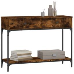 Berkfield Home Console Table Smoked Oak 100x34.5x75 cm Engineered Wood in Brown - thumbnail 3