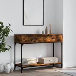Berkfield Home Console Table Smoked Oak 100x34.5x75 cm Engineered Wood in Brown - thumbnail 2