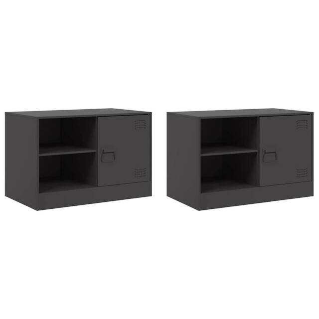 Berkfield Home TV Cabinets 2 pcs Black 67x39x44 cm Steel - Size: 67 x 39 x 44 cm - image 1