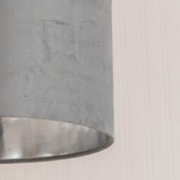 ValueLights Reni Pale Grey Velvet with Chrome Inner Easy Fit Lamp Shade & Bulb - Size: Large - thumbnail 4