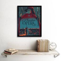 "Artery8 Film Movie Paris Skull Laemmle Phantom Opera 12x16"" Framed Art Print in Blue - Size: W12"" x H16""" - thumbnail 2