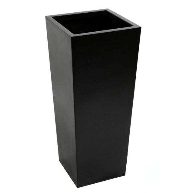 Primrose Tall Flared Square Fibreglass Planter in Matt Black 90cm - image 1