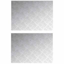 Berkfield Home Modern Aluminum Checker Plates 2 pcs Anti-Slip 70x50 cm in Silver - Size: Medium - thumbnail 3