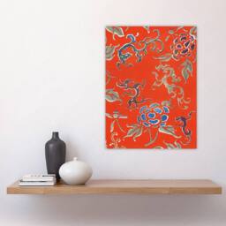"Artery8 Bold Abstract Floral Pattern Japan Wall Art Print Shin Bijutsukai in Red - Size: W18"" x H24""" - thumbnail 4