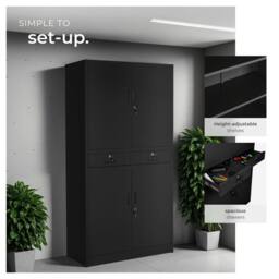 tectake Filing Cabinet Cosmo in Black - Size: 1 Pack - thumbnail 4