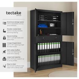 tectake Filing Cabinet Cosmo in Black - Size: 1 Pack - thumbnail 2