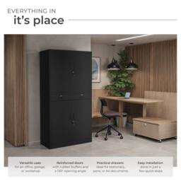 tectake Filing Cabinet Cosmo in Black - Size: 1 Pack - thumbnail 3