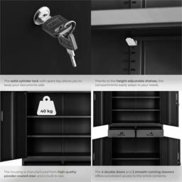 tectake Filing Cabinet Cosmo in Black - Size: 1 Pack - thumbnail 5