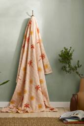 Fusion 'Soleil' Fleece Throw in Coral - Size: 120 cm x 150 cm - thumbnail 1
