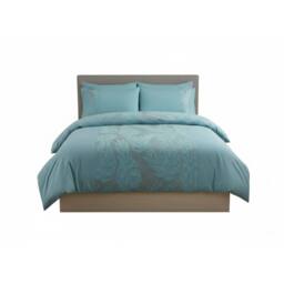 Snug City Velvet Leaf Design Duvet Cover Elegant Soft Touch Luxury Bedding in Blue - Size: Single - thumbnail 2
