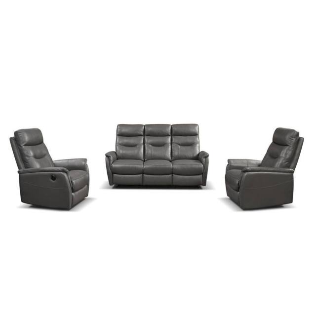 Home Garden Direct Medusa Recliner Sofa Set Power Reclining Sofas in Grey - Size: 3 Seater - image 1