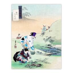 Artery8 Ogata Gekko Framed Wall Art Print Beauties Harvesting Bracken in Green - Size: A4 - thumbnail 3
