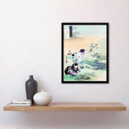 Artery8 Ogata Gekko Framed Wall Art Print Beauties Harvesting Bracken in Green - Size: A4 - thumbnail 2