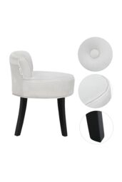 Velvet Soft Seat Low Back Vanity Stool Dressing Table Chair in Light Grey - thumbnail 3
