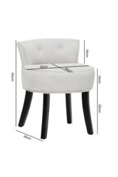 Velvet Soft Seat Low Back Vanity Stool Dressing Table Chair in Light Grey - thumbnail 6