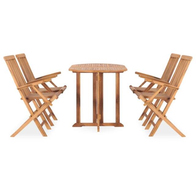 Berkfield Home 5 Piece Folding Outdoor Dining Set Solid Teak Wood in Brown - image 1