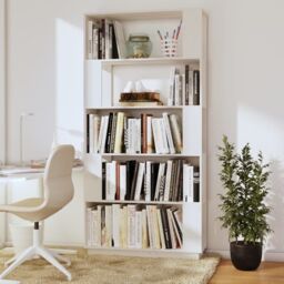 Berkfield Home Book Cabinet/Room Divider White 80x25x163.5 cm Solid Wood Pine - thumbnail 6
