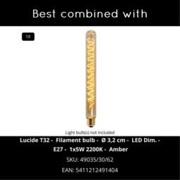 Lucide 'CALIXT' Modern Dimmable Stylish Decorative Indoor Wall Light 1xE27 in Black - thumbnail 6