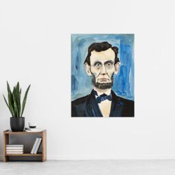 "Artery8 President Abraham Lincoln Watercolour Portrait Wall Art Print in Blue - Size: W12"" x H16""" - thumbnail 4