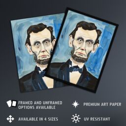 "Artery8 President Abraham Lincoln Watercolour Portrait Wall Art Print in Blue - Size: W12"" x H16""" - thumbnail 2