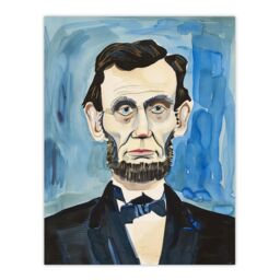 "Artery8 President Abraham Lincoln Watercolour Portrait Wall Art Print in Blue - Size: W12"" x H16""" - thumbnail 1